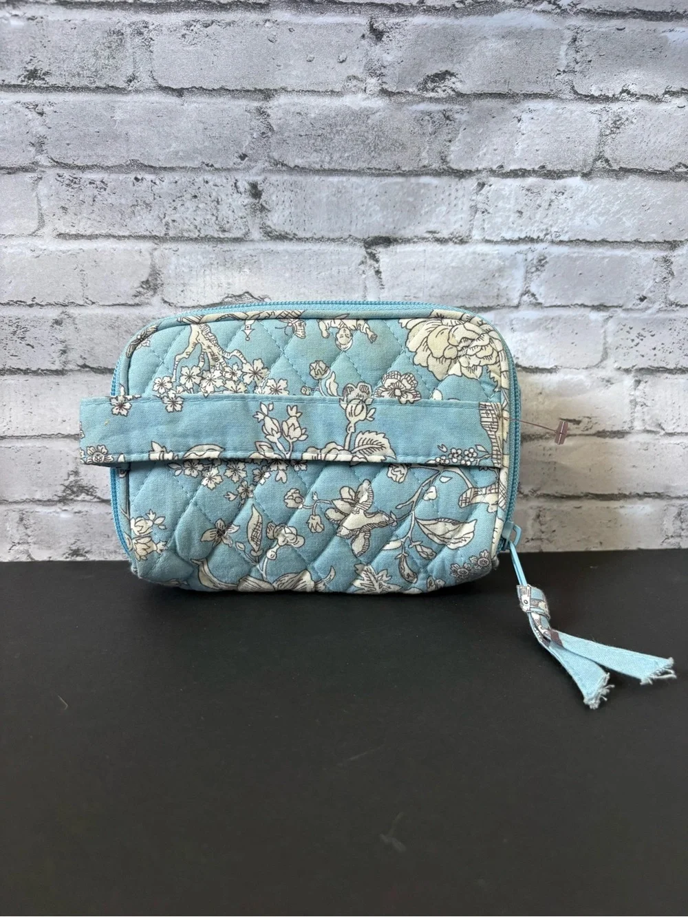 Quilted Floral Cosmetic Pouch/Jewelry Organizer Travel Bag